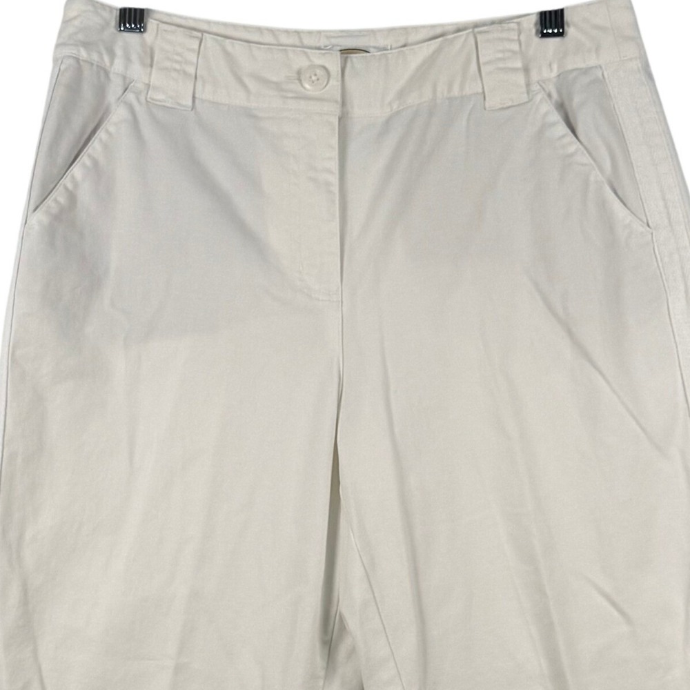 Talbots 10P Cropped Pants Stretch Cotton Button Tab Hem Coastal Y2K 90s Retro - Picture 2 of 7